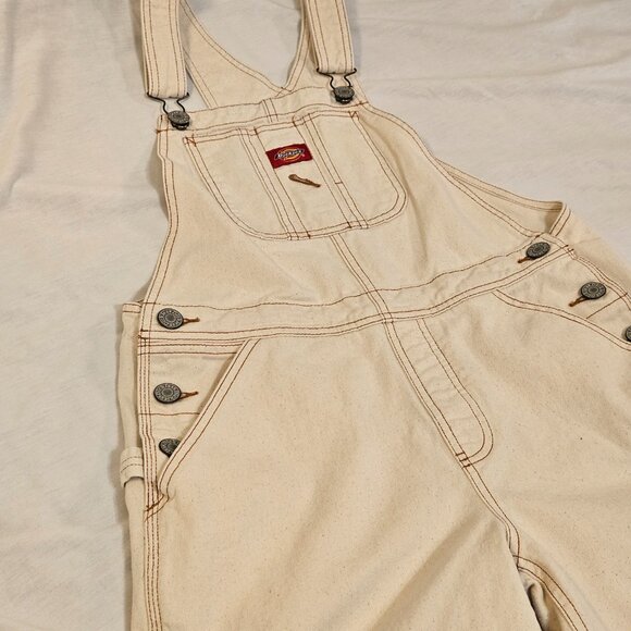 Dickies Overall Shorts Women’s Size M Beige Denim Jean Material - Picture 2 of 12